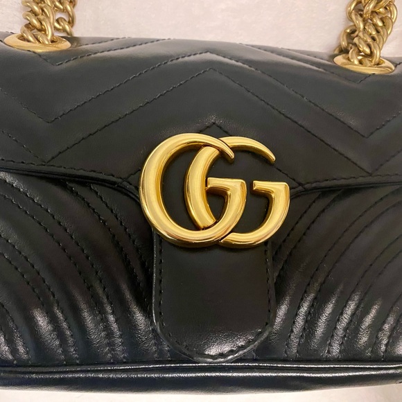 ❤️ GG MARMONT SMALL SHOULDER BAG BLACK/GOLD - Picture 14 of 16